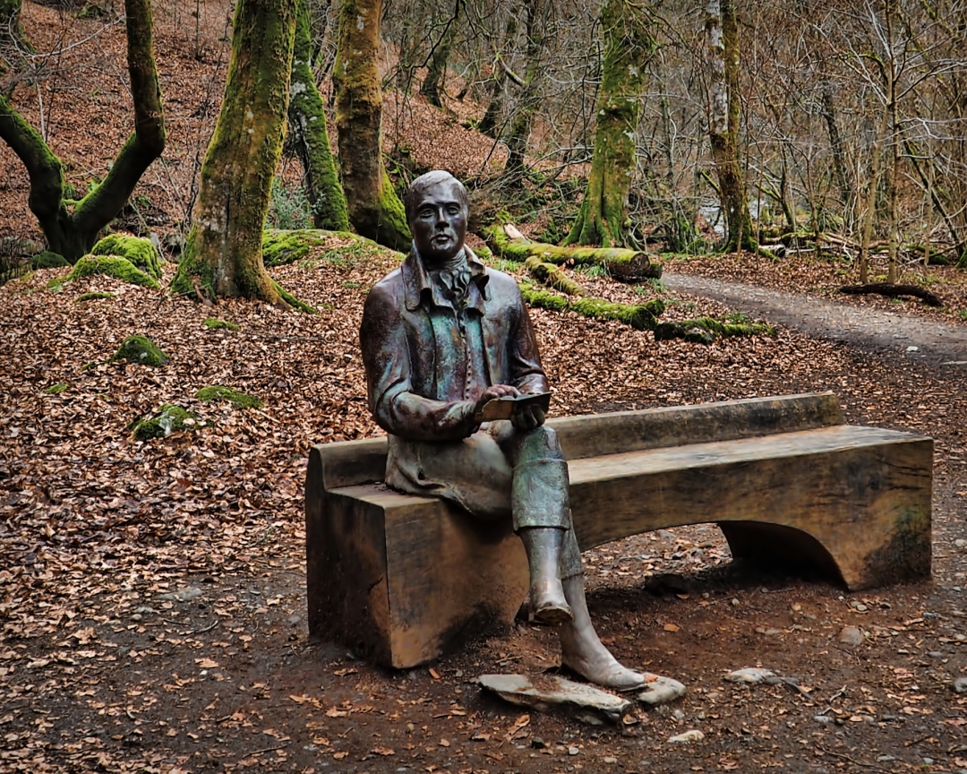 Statue of Robert Burns in Aberfeldy, Scotland.