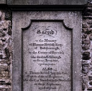 The tombstone of Thomas Riddle, aka Lord Voldemort, located in Greyfriars Kirkyard, Edinburgh.